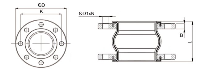 Резиновые компенсаторы EPDM схема размеров
